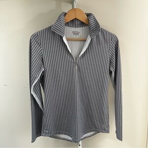Bette & Court  1/4 Zip Top Black & white Mesh Sleeves Wicking UPF 50+ golf S